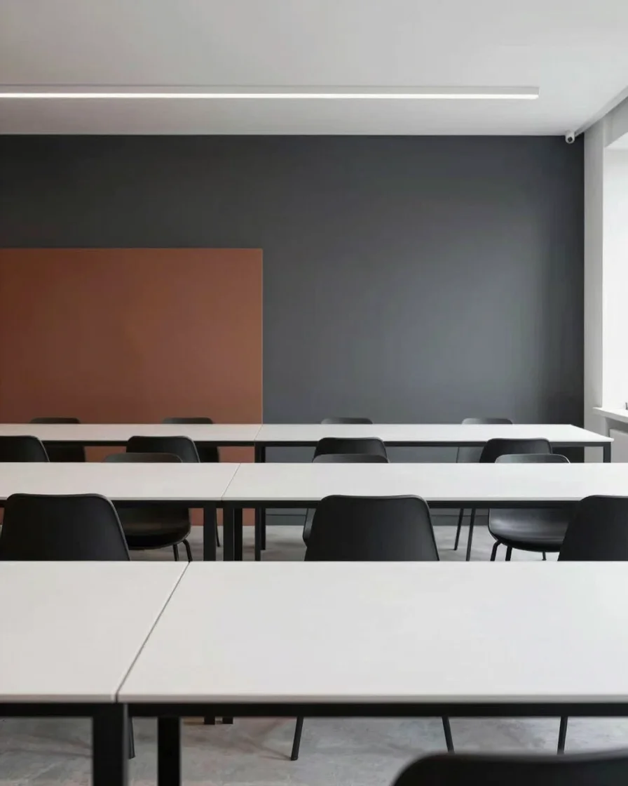Architectural creative studio interior with crisp daylight and cl